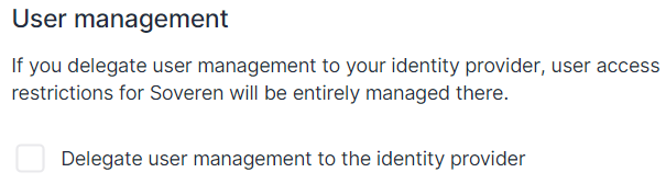 SSO settings: delegate user management